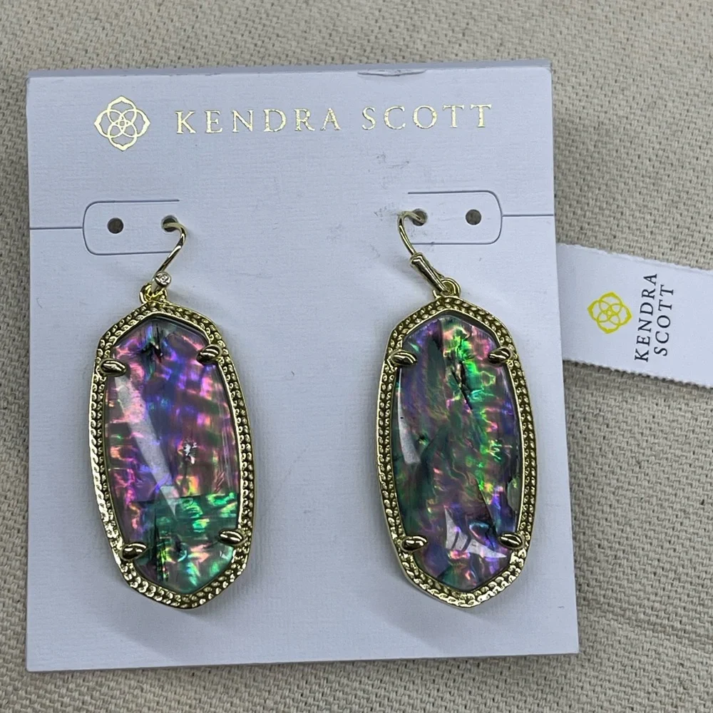 NWT Kendra Scott Elle Abalone Shell Earrings - Picture 9 of 9